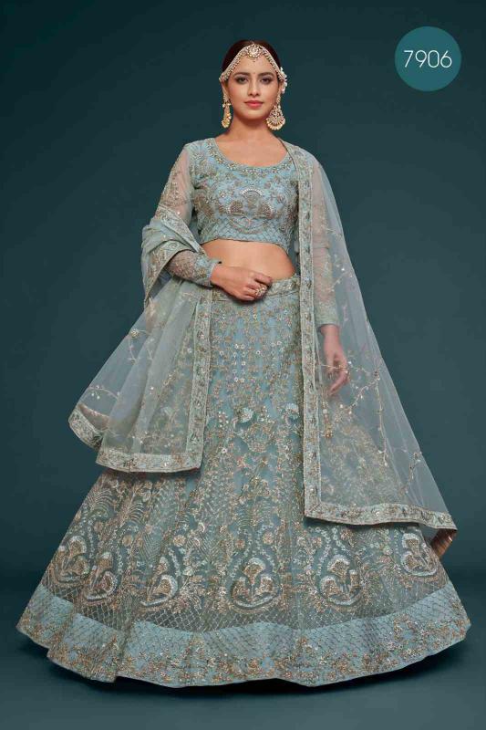 The shimmers vol 1 Soft Net Pastel Aqua Wholesale lehenga choli suppliers in Surat